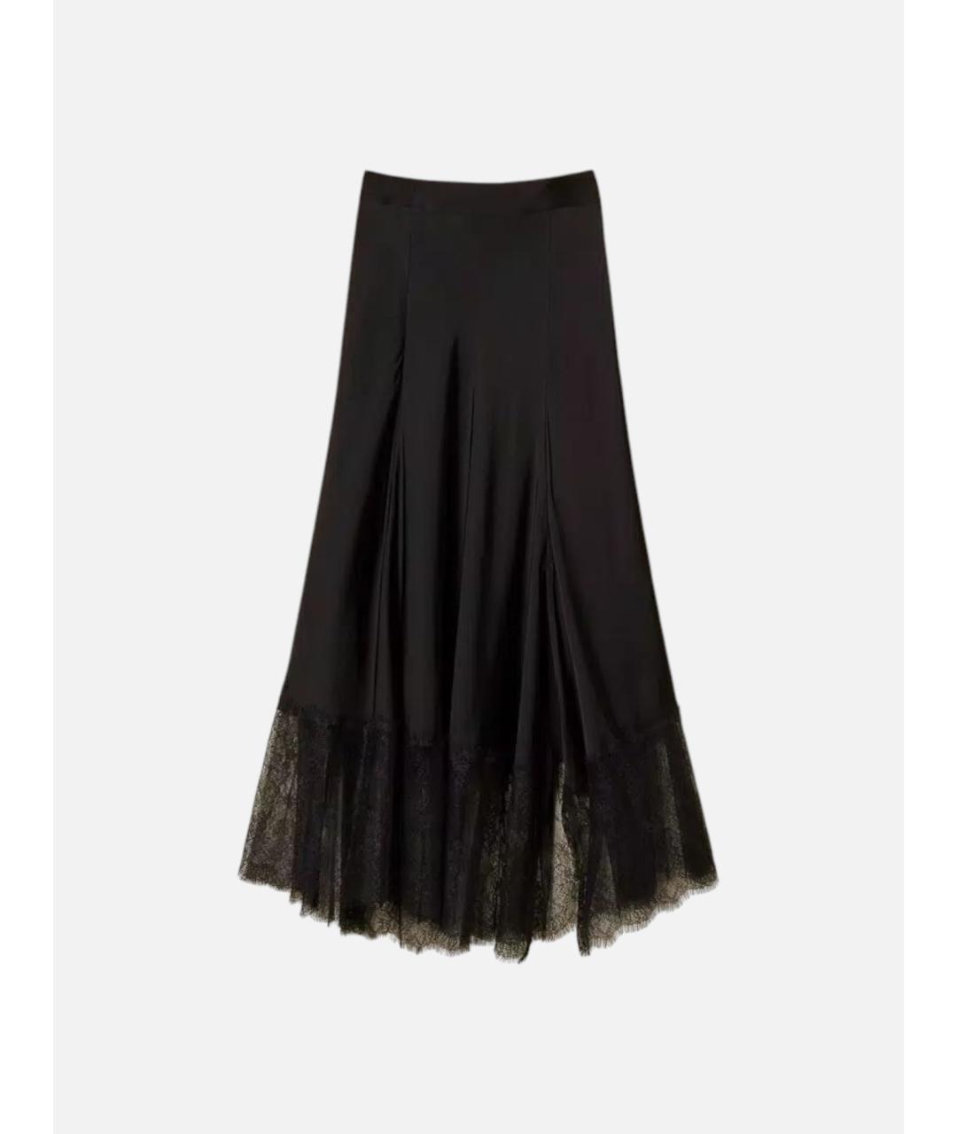 TWIN-SET Черная вискозная юбка миди, фото 1