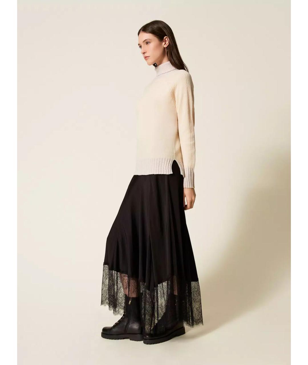 TWIN-SET Черная вискозная юбка миди, фото 4