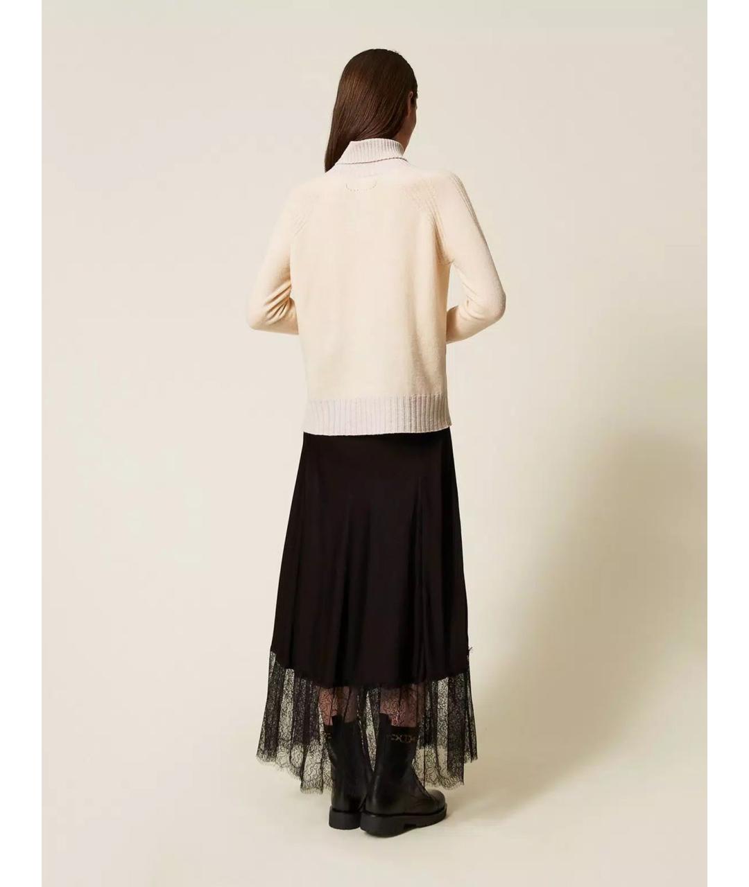 TWIN-SET Черная вискозная юбка миди, фото 5