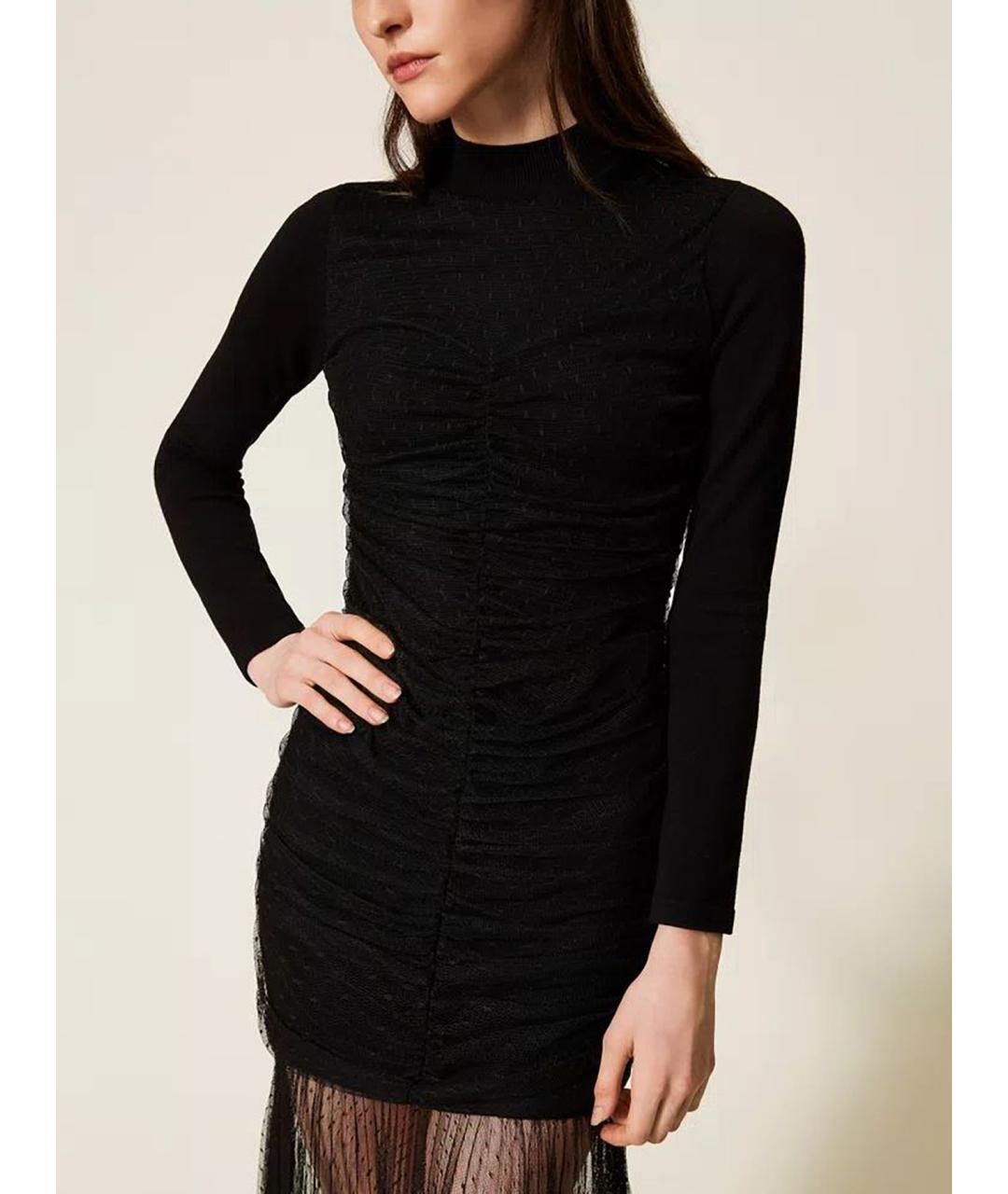 TWIN-SET Черное вискозное вечернее платье, фото 5