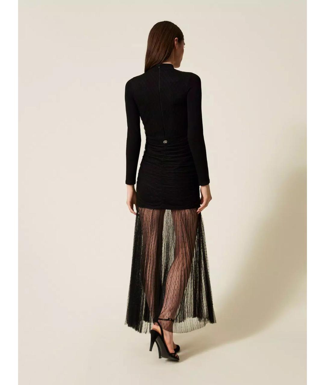 TWIN-SET Черное вискозное вечернее платье, фото 4