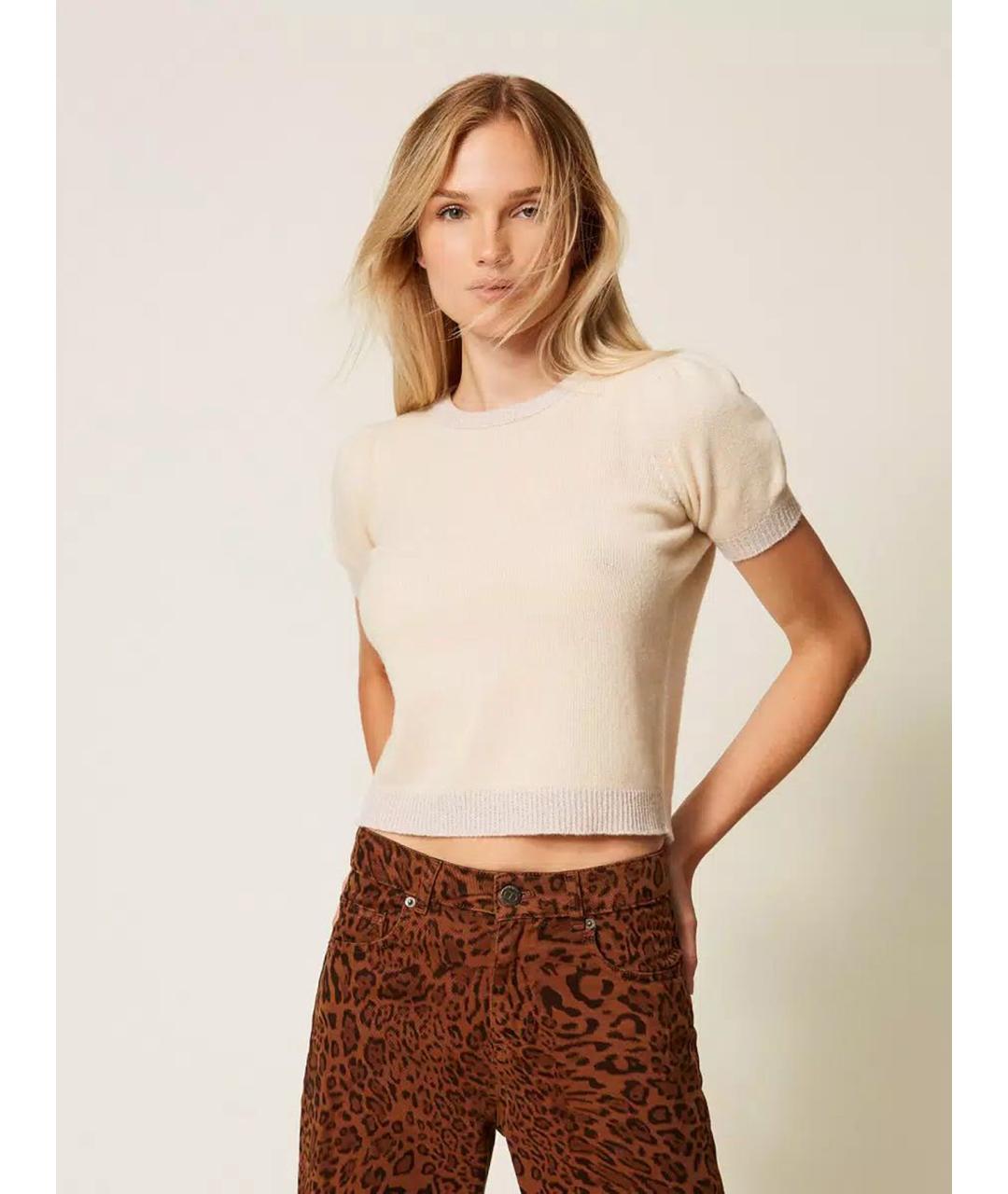 TWIN-SET Бежевый шерстяной джемпер / свитер, фото 2