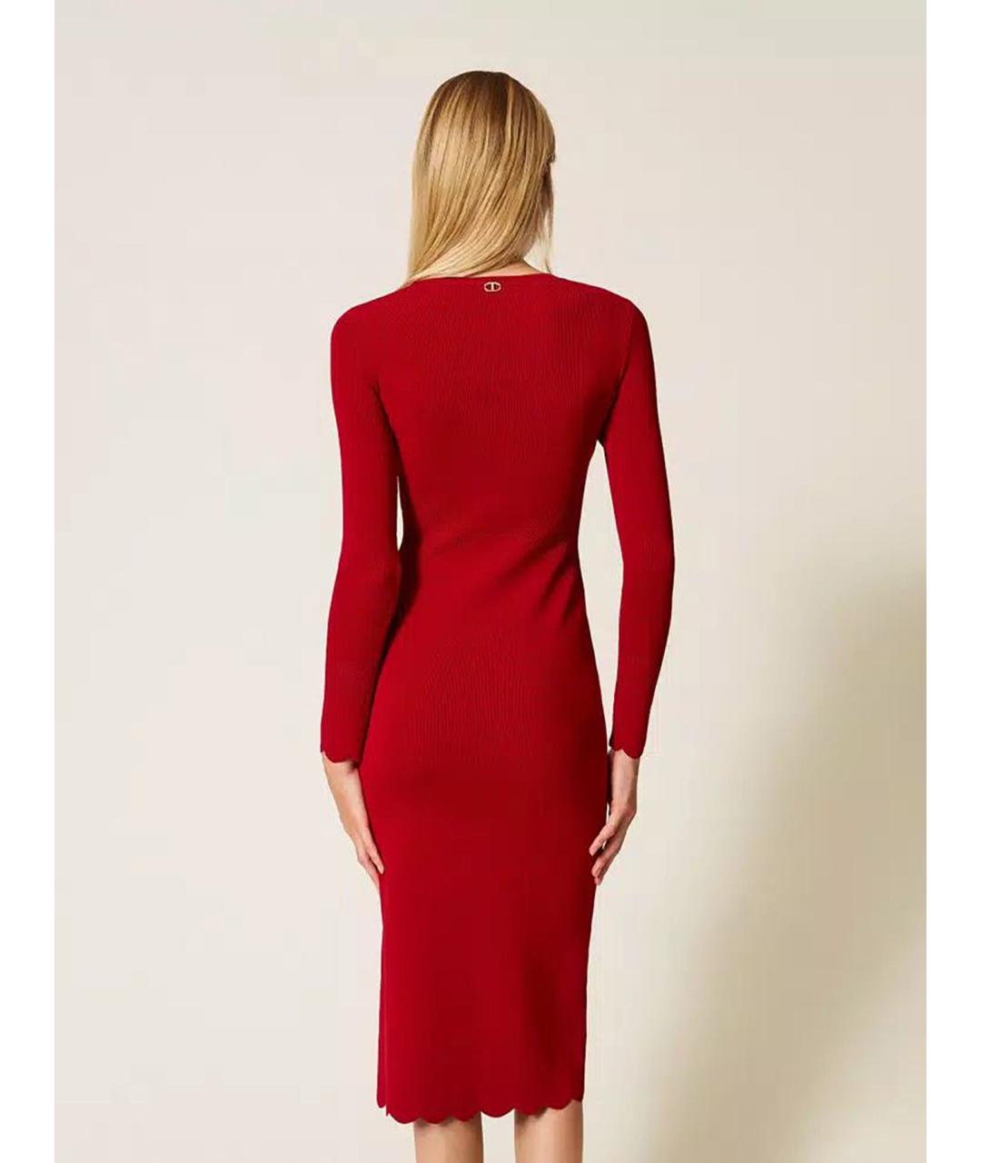 TWIN-SET Красное вискозное повседневное платье, фото 5