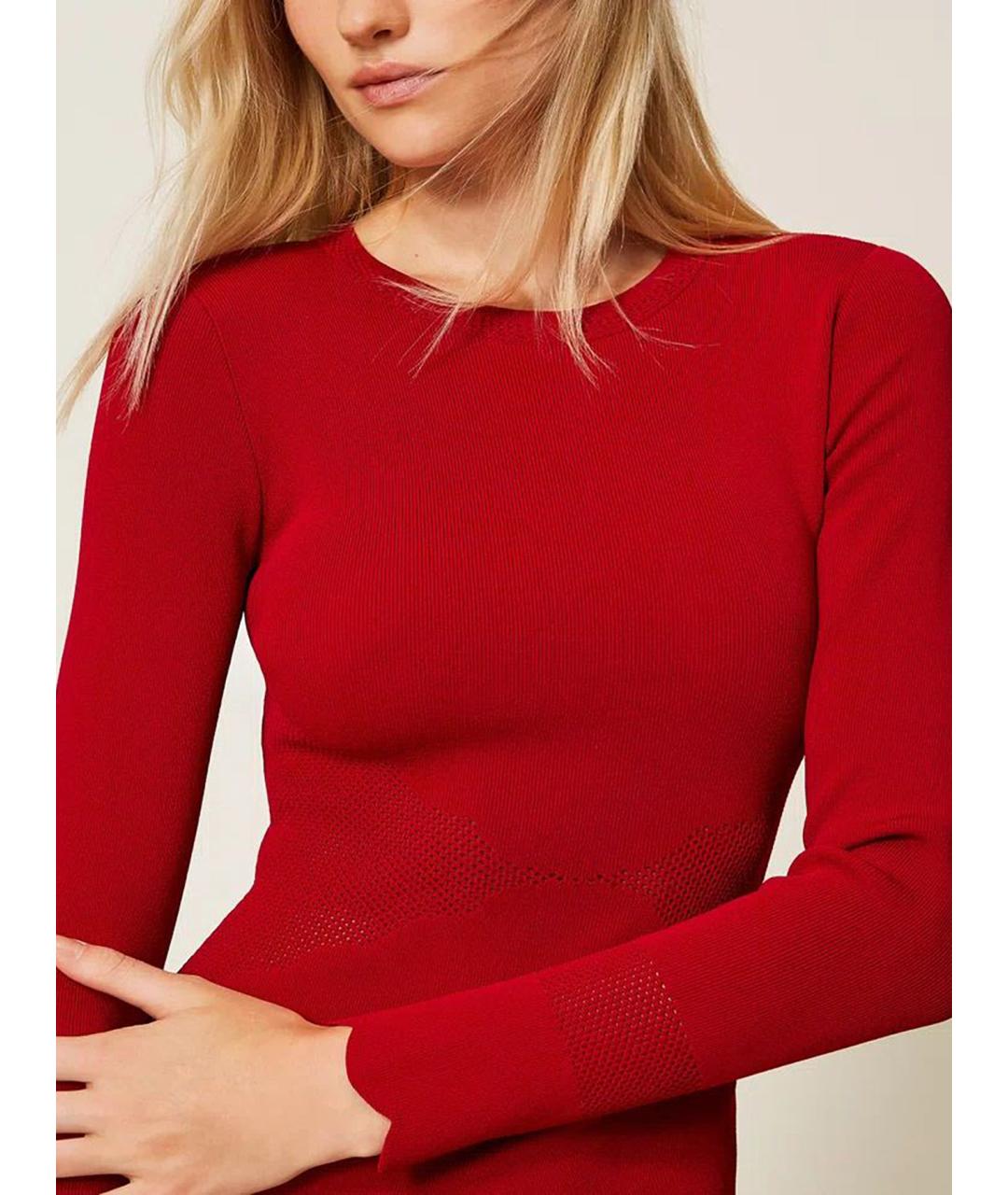 TWIN-SET Красное вискозное повседневное платье, фото 6