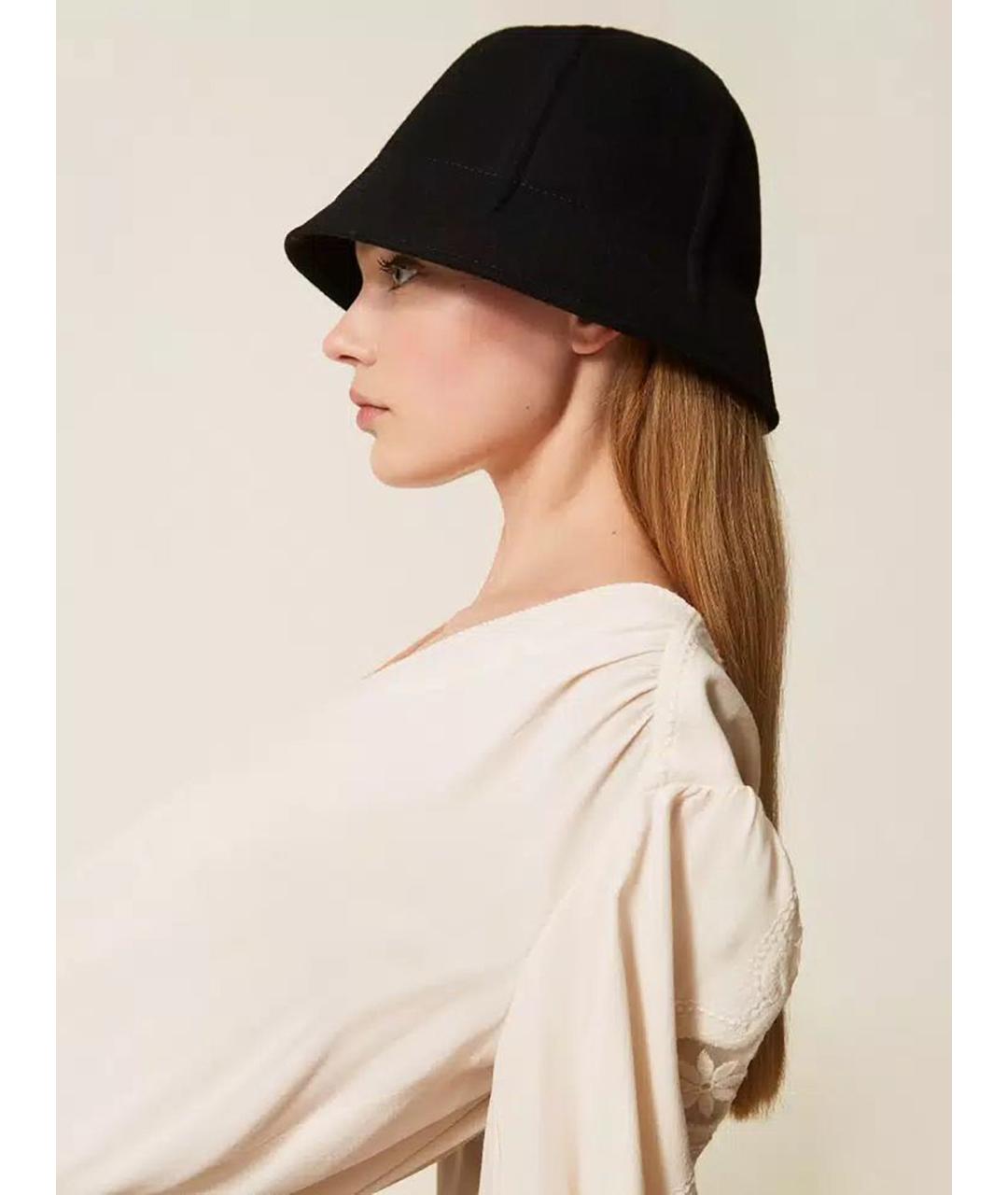 TWIN-SET Черная шерстяная шляпа, фото 2