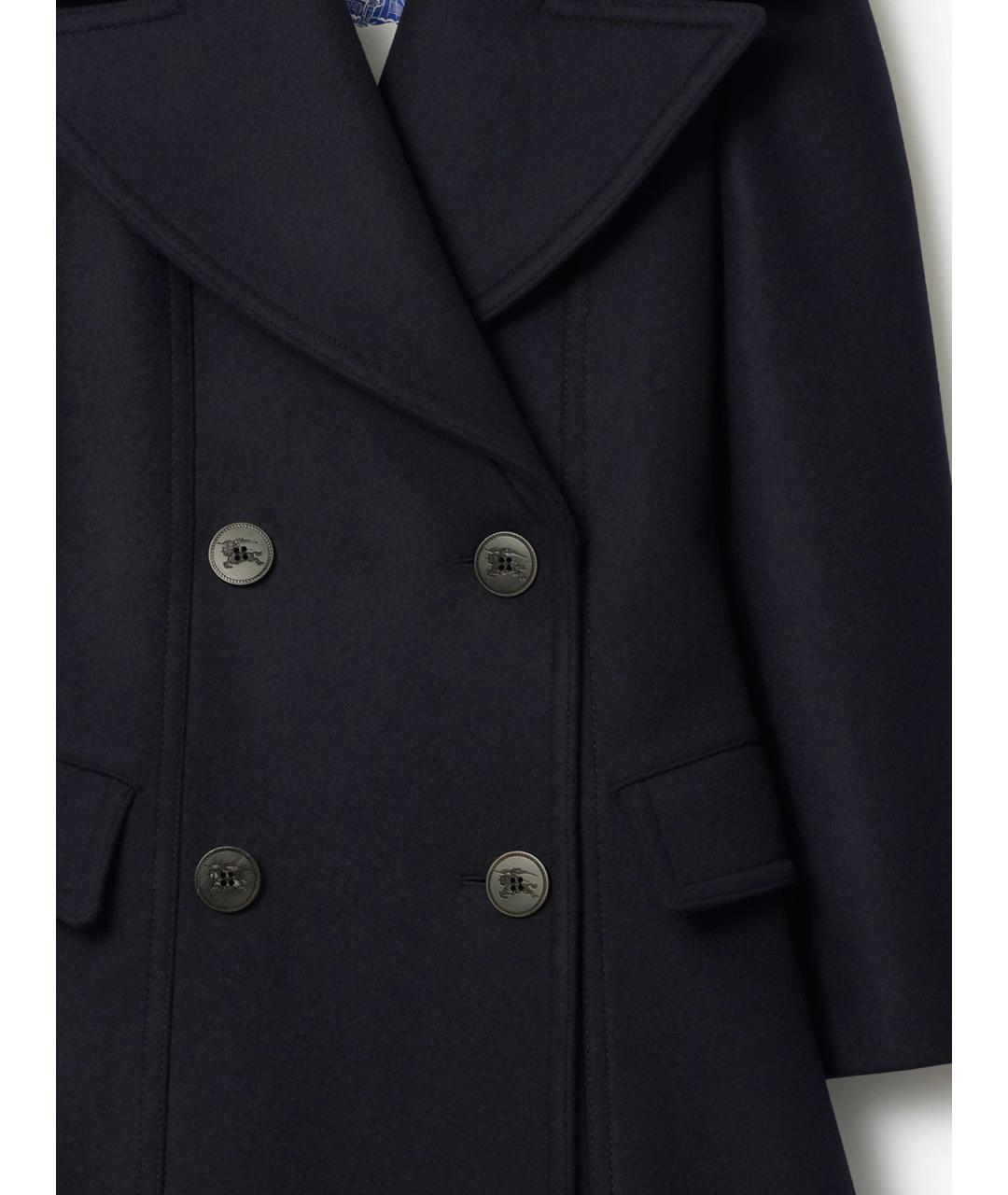 BURBERRY Темно-синее шерстяное пальто, фото 5