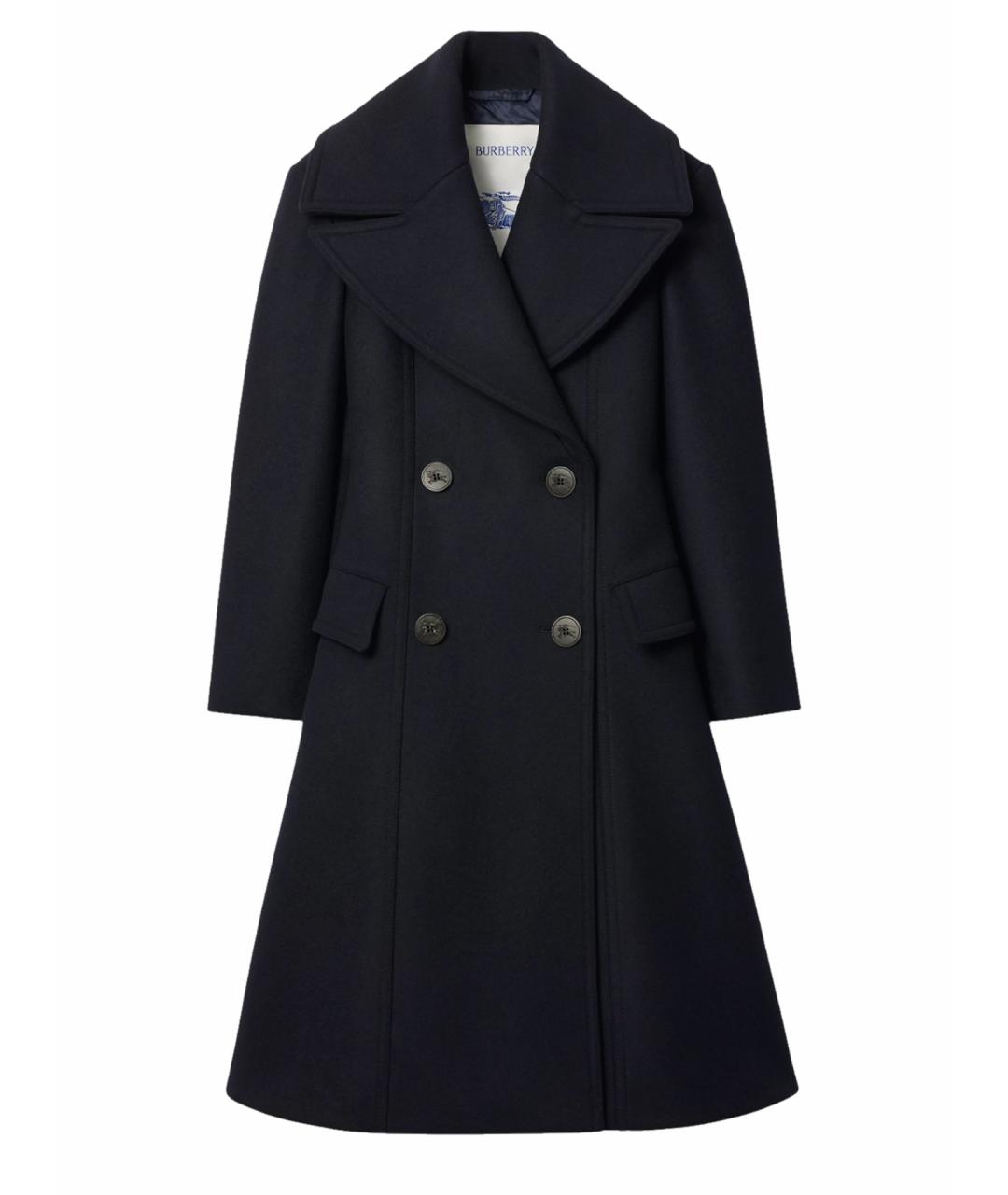 BURBERRY Темно-синее шерстяное пальто, фото 1