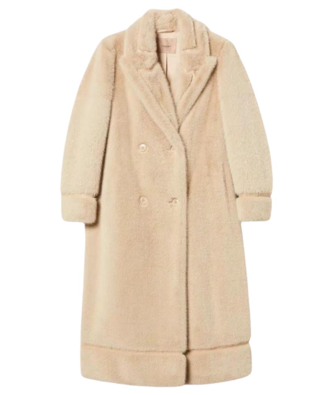 TWIN-SET Бежевая полиэстеровая дубленка, фото 1