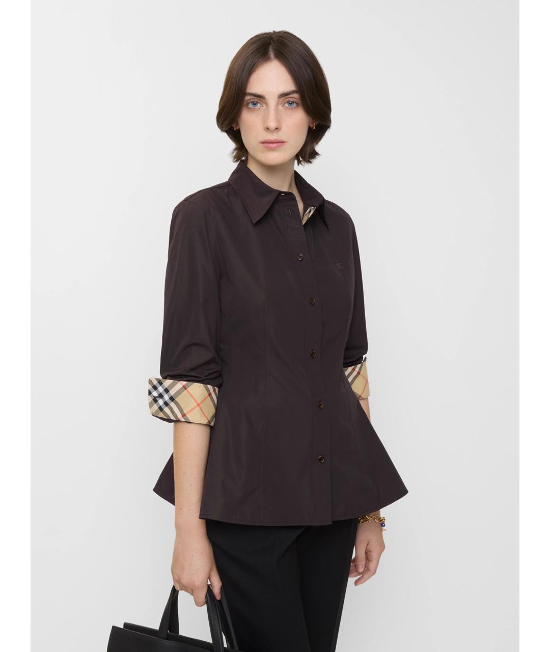 BURBERRY Коричневая хлопковая рубашка, фото 2