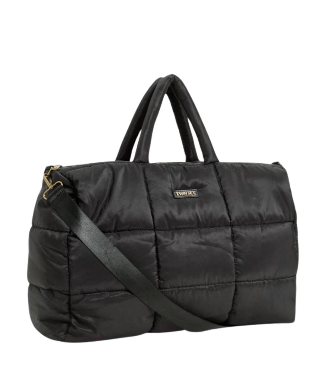 TWIN-SET Черная тканевая сумка через плечо, фото 1