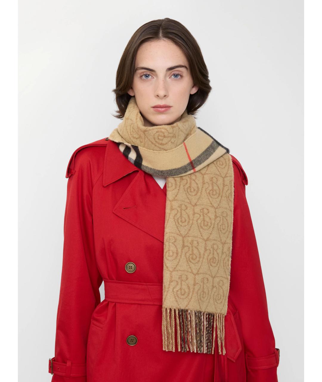 BURBERRY Бежевый кашемировый шарф, фото 2