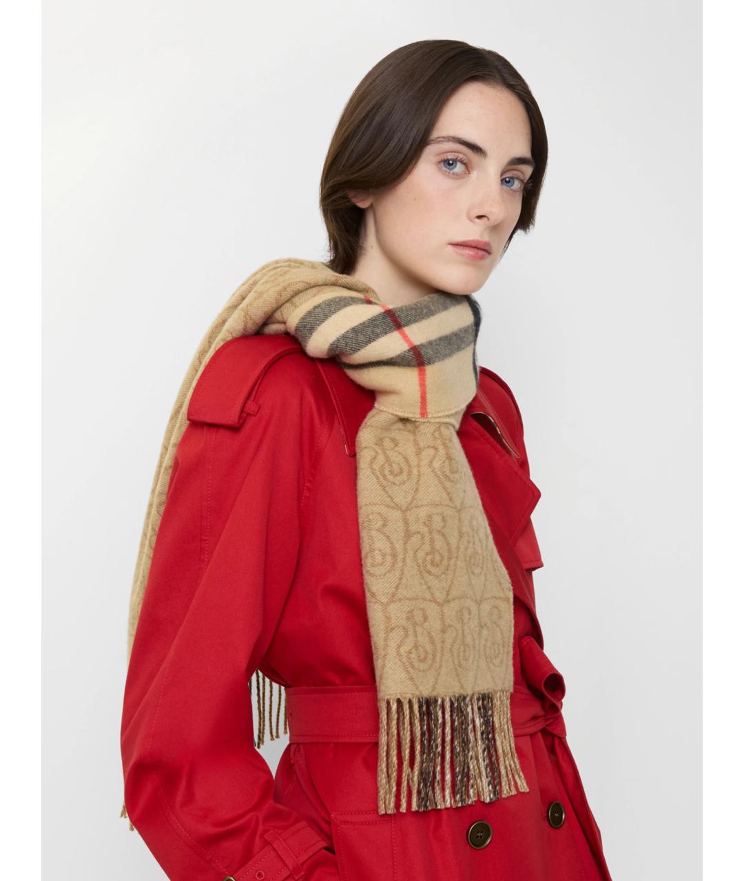 BURBERRY Бежевый кашемировый шарф, фото 4