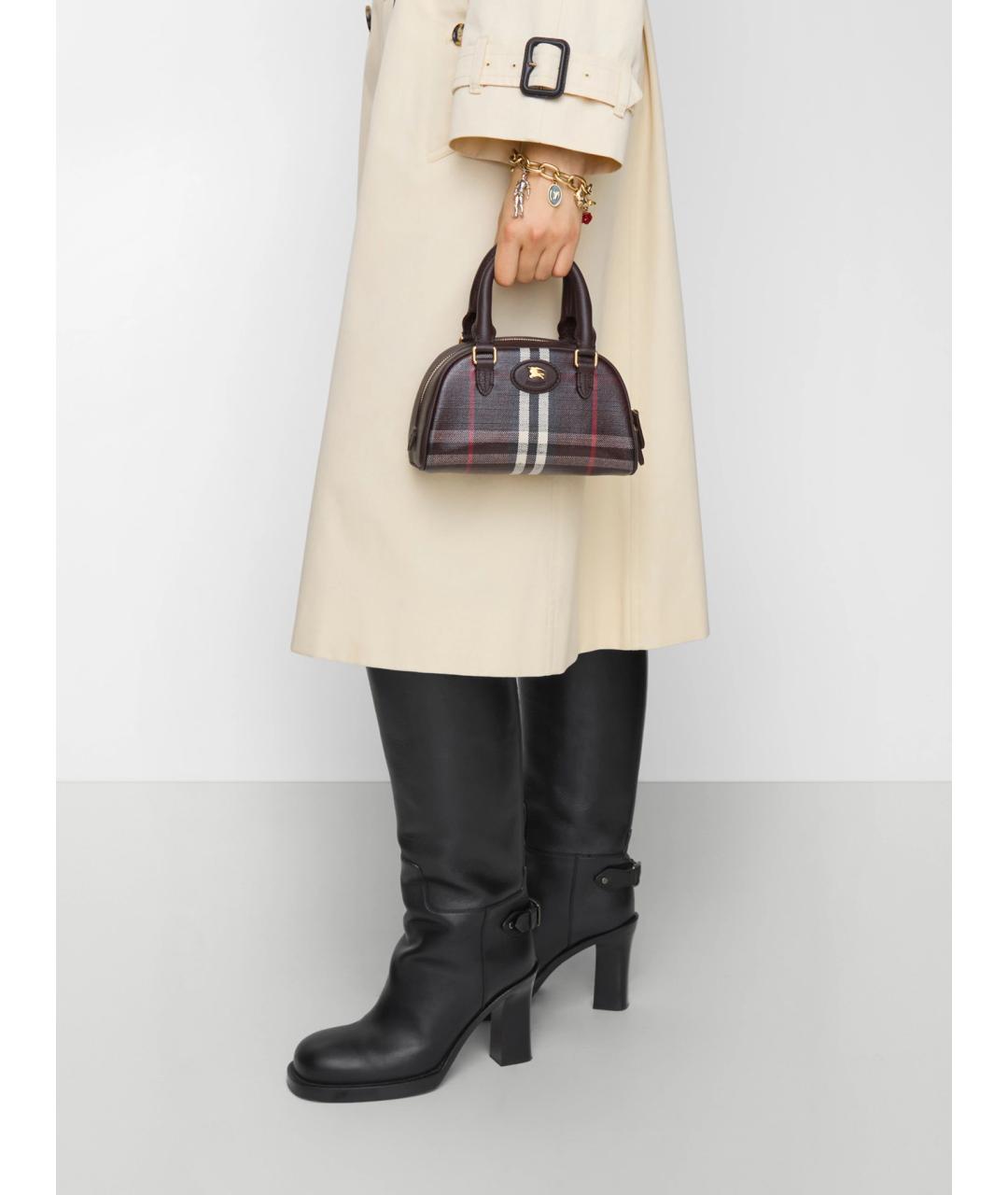 BURBERRY Коричневая тканевая сумка тоут, фото 2