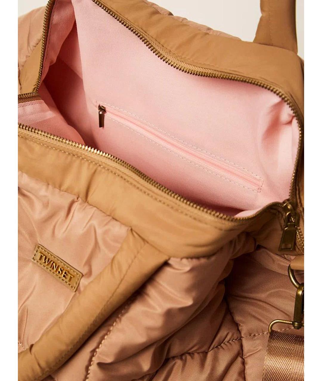 TWIN-SET Коричневая тканевая сумка через плечо, фото 4