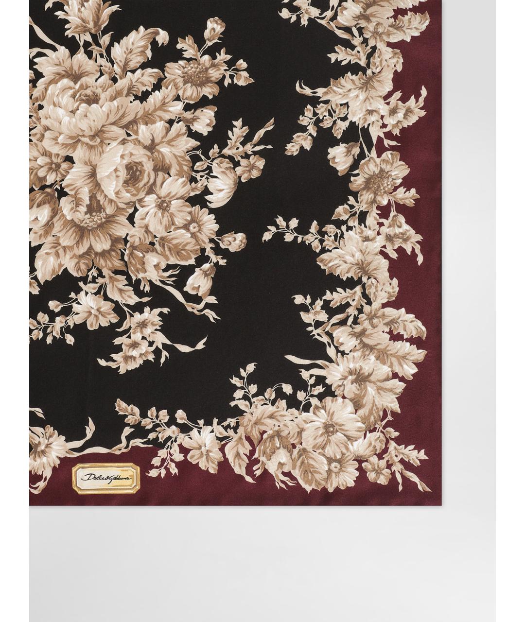 DOLCE&GABBANA Бордовый шелковый платок, фото 2