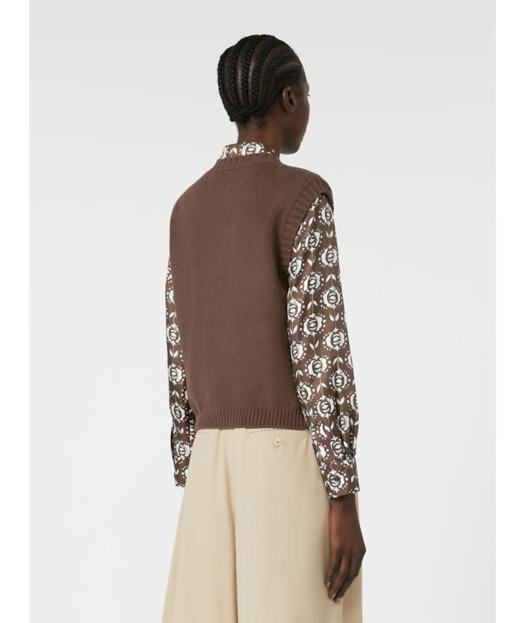 WEEKEND MAX MARA Коричневый хлопковый жилет, фото 3