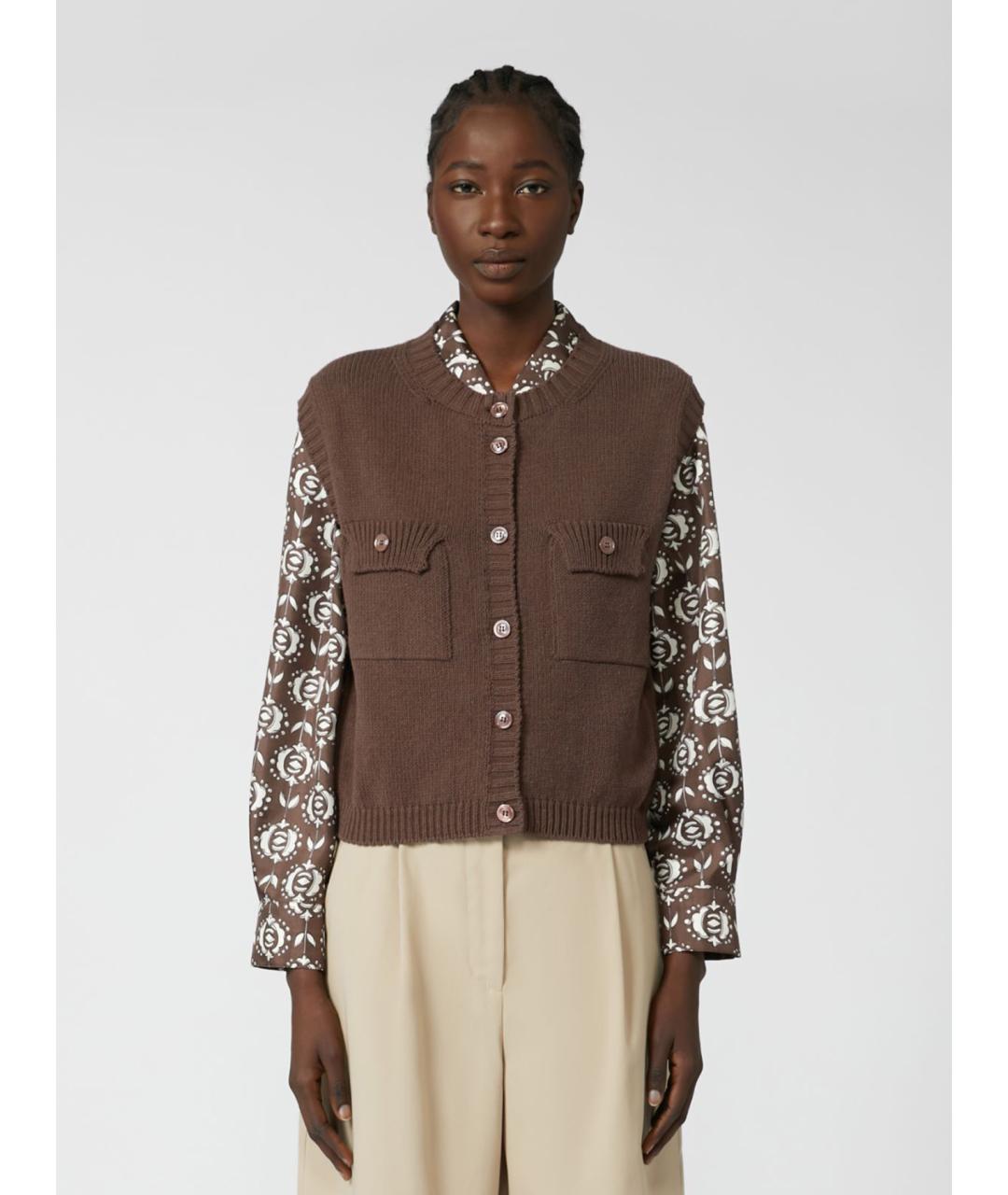 WEEKEND MAX MARA Коричневый хлопковый жилет, фото 4