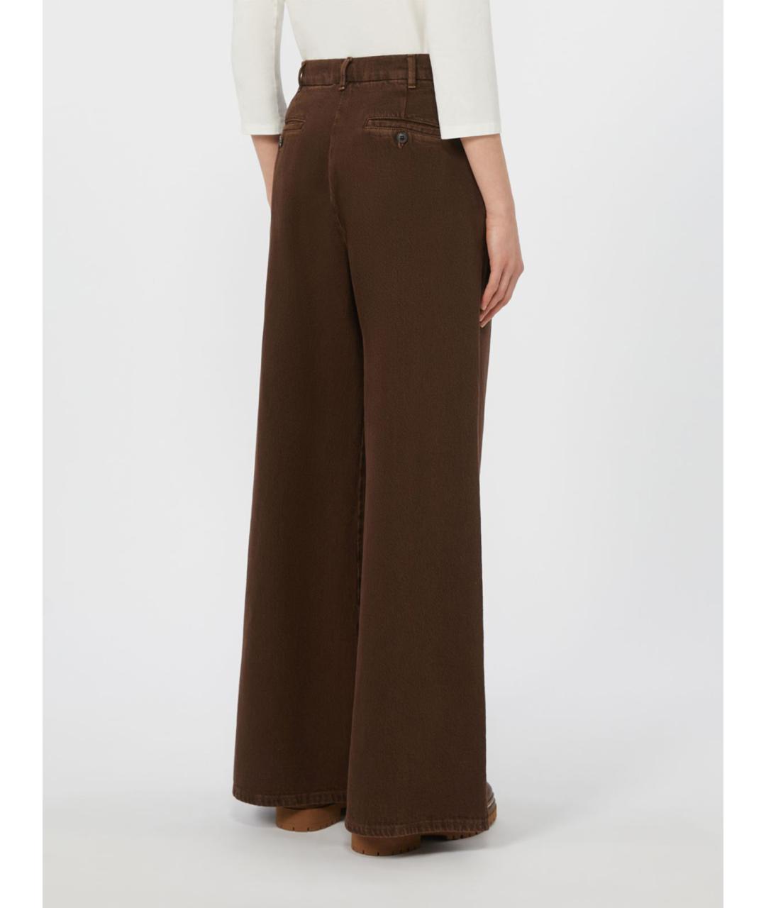 WEEKEND MAX MARA Коричневые хлопковые брюки широкие, фото 2