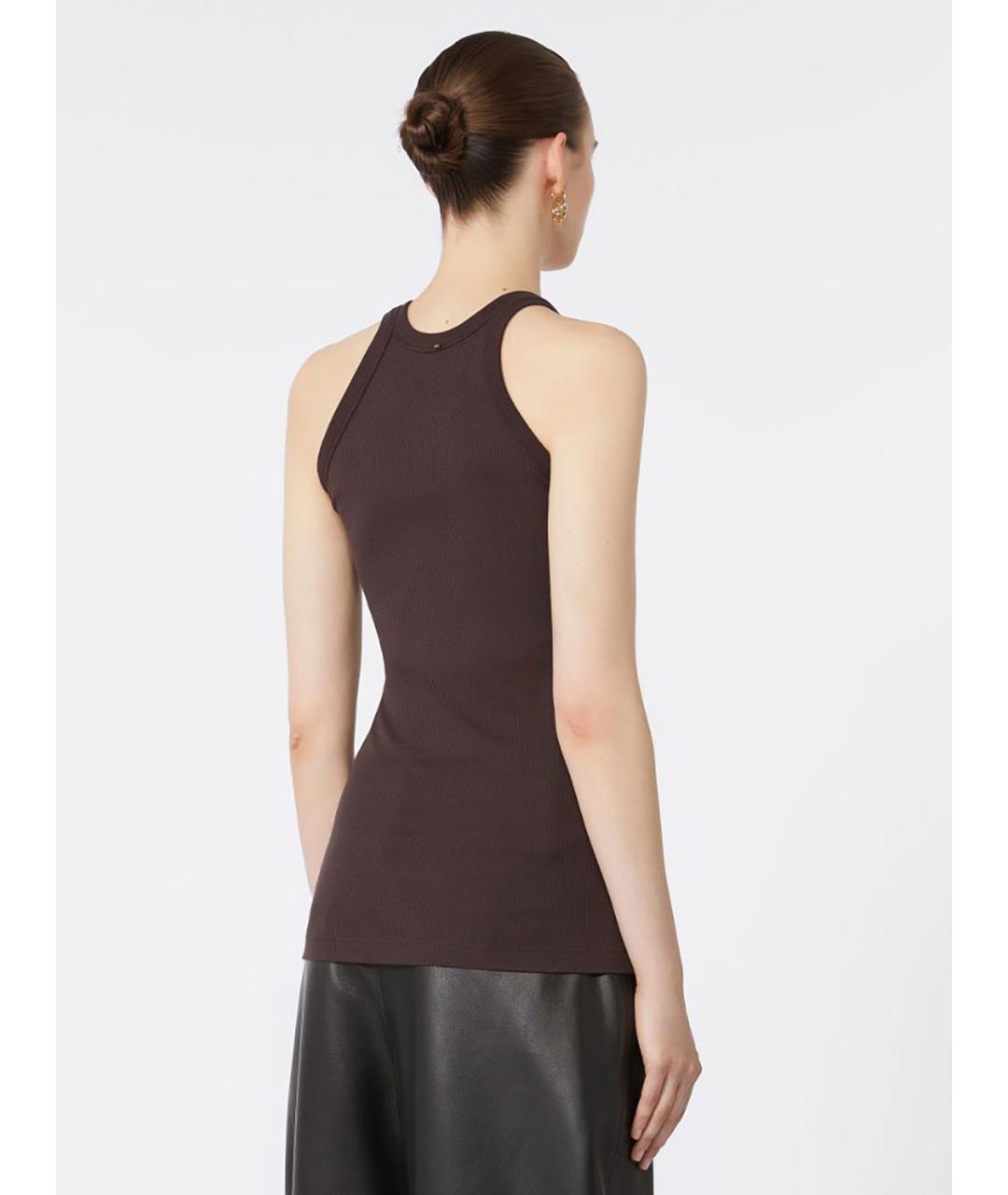SPORTMAX Коричневая хлопковая майка, фото 4