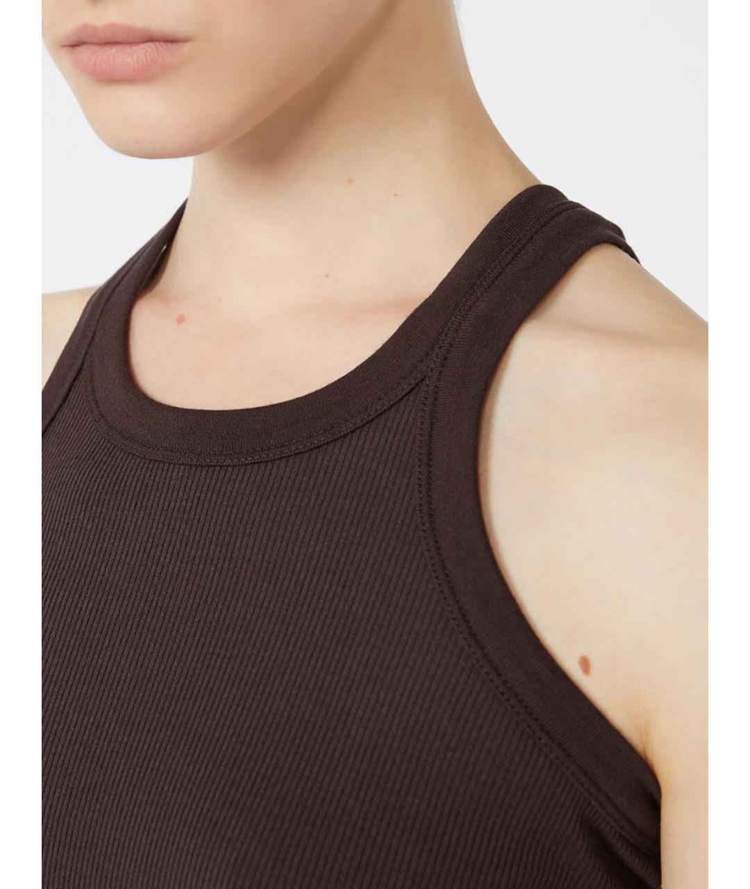 SPORTMAX Коричневая хлопковая майка, фото 5