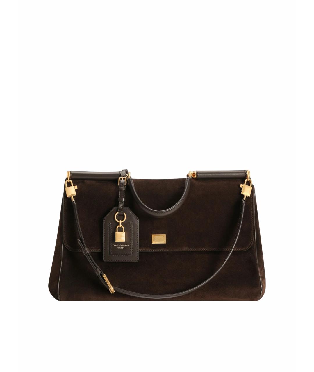 DOLCE&GABBANA Коричневая замшевая сумка тоут, фото 1