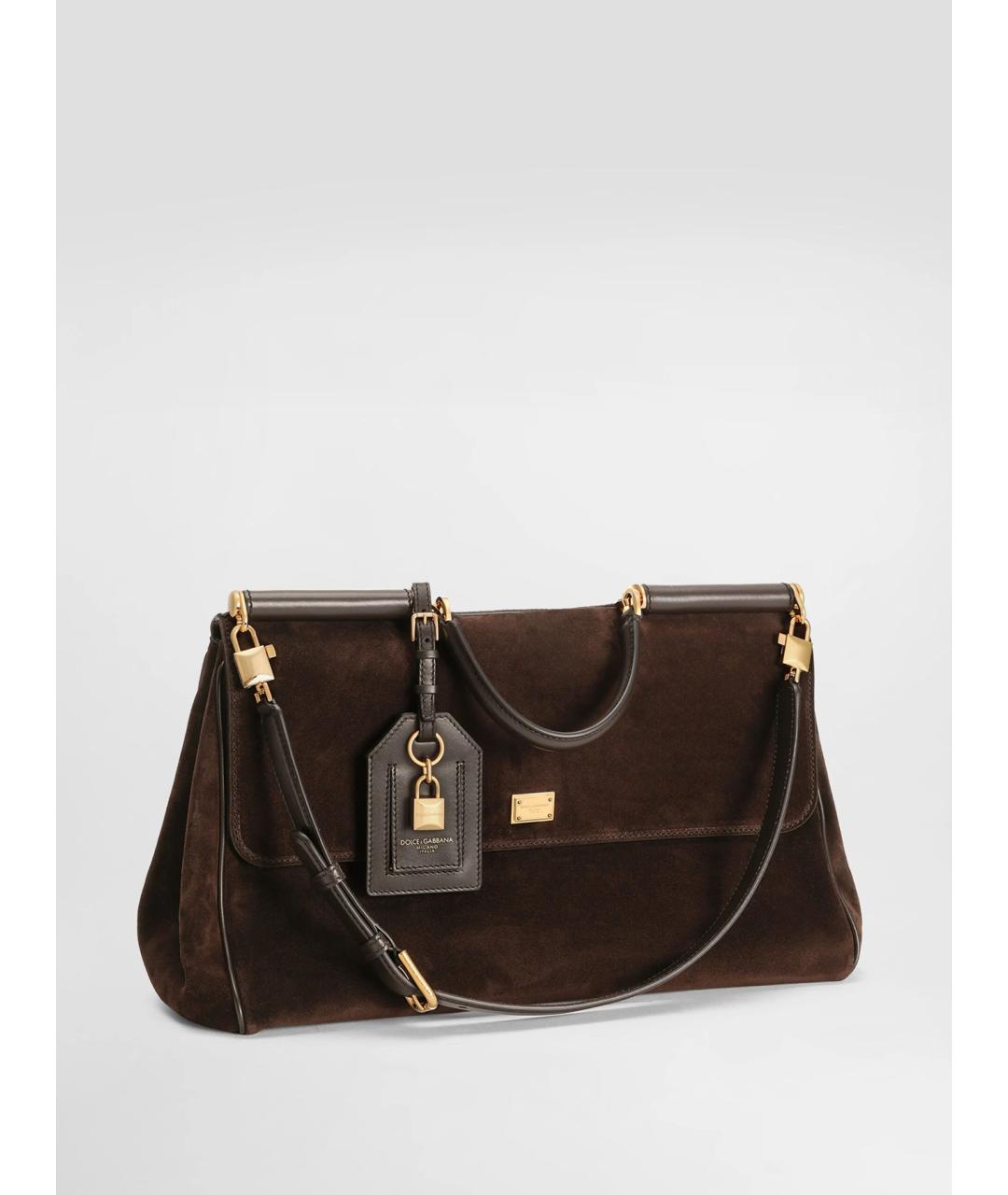 DOLCE&GABBANA Коричневая замшевая сумка тоут, фото 3