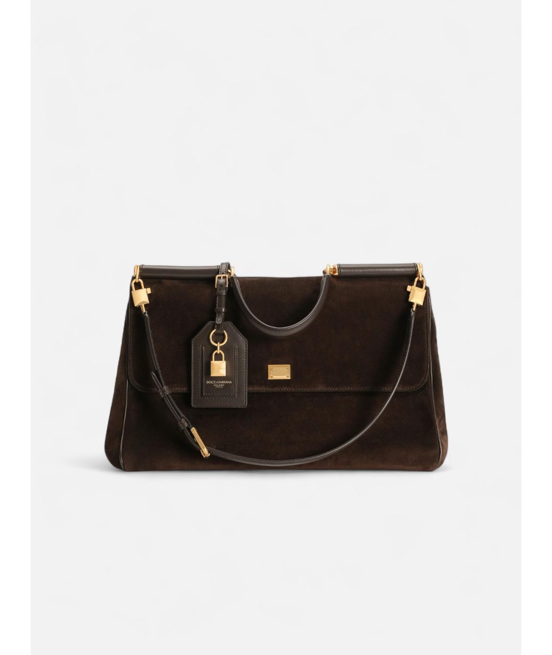 DOLCE&GABBANA Коричневая замшевая сумка тоут, фото 5