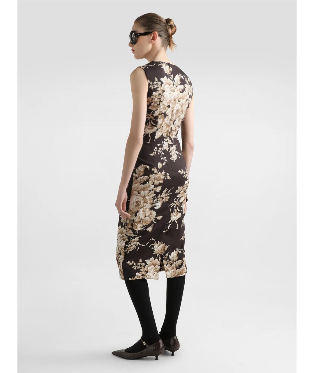 DOLCE&GABBANA Коричневое шелковое повседневное платье, фото 4