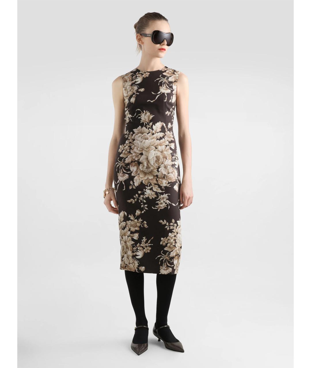 DOLCE&GABBANA Коричневое шелковое повседневное платье, фото 2