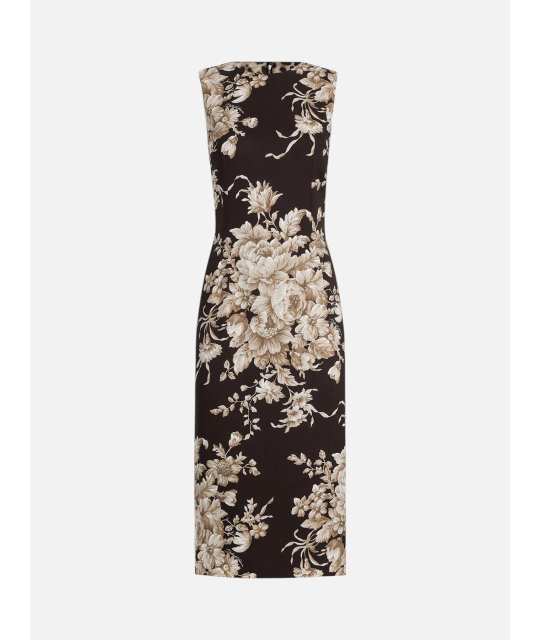 DOLCE&GABBANA Коричневое шелковое повседневное платье, фото 5