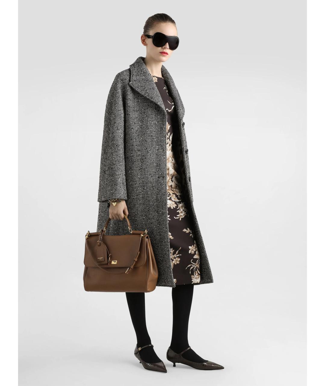 DOLCE&GABBANA Коричневое шелковое повседневное платье, фото 3