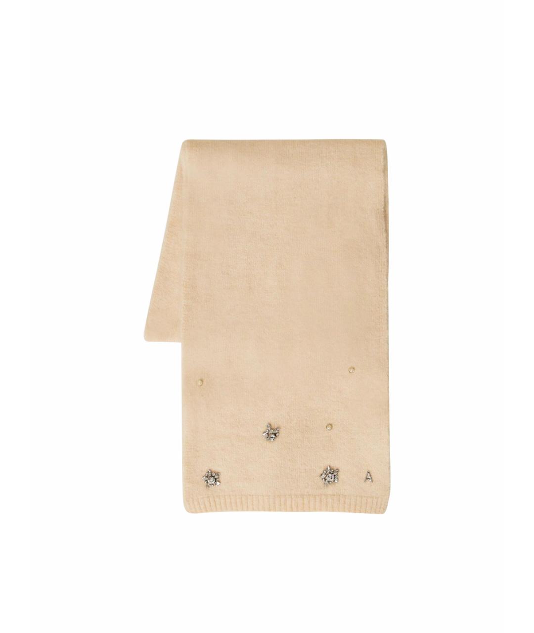 TWIN-SET Бежевый шерстяной шарф, фото 1