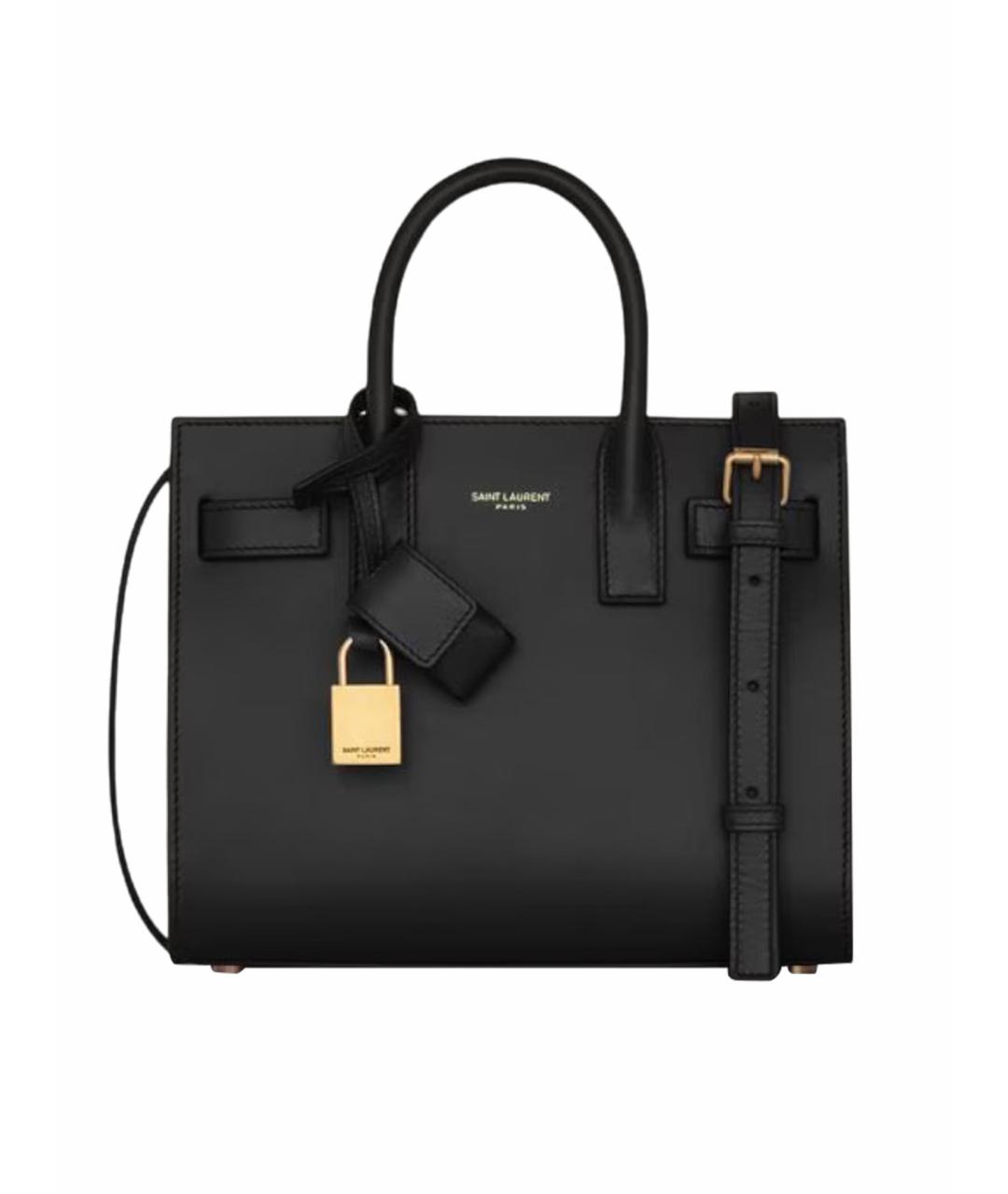 SAINT LAURENT Черная кожаная сумка тоут, фото 1