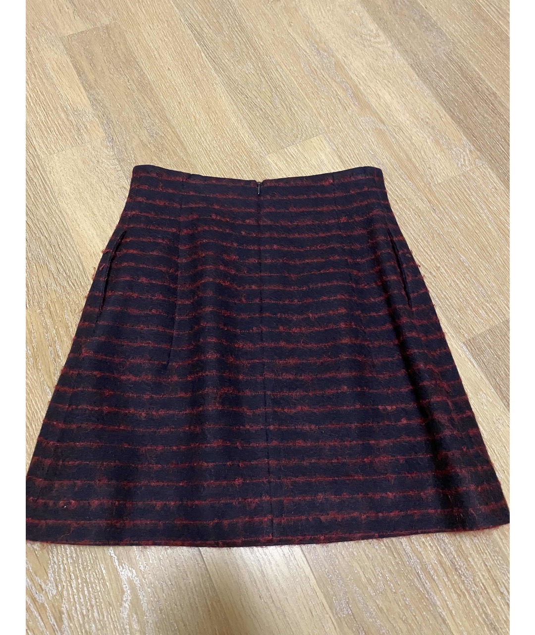 JIL SANDER Бордовая шерстяная юбка мини, фото 2