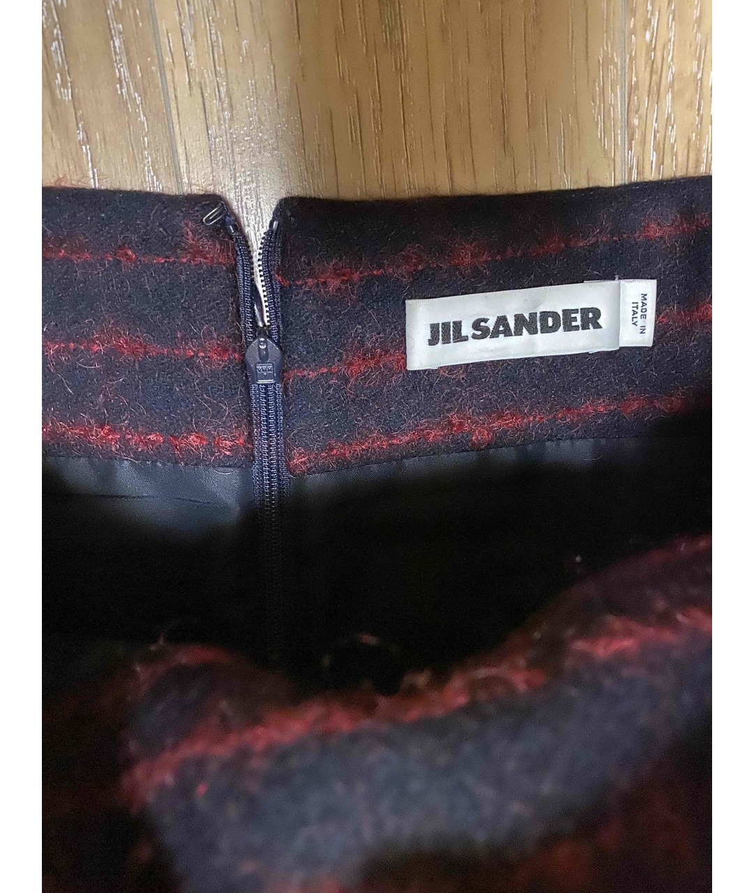 JIL SANDER Бордовая шерстяная юбка мини, фото 3