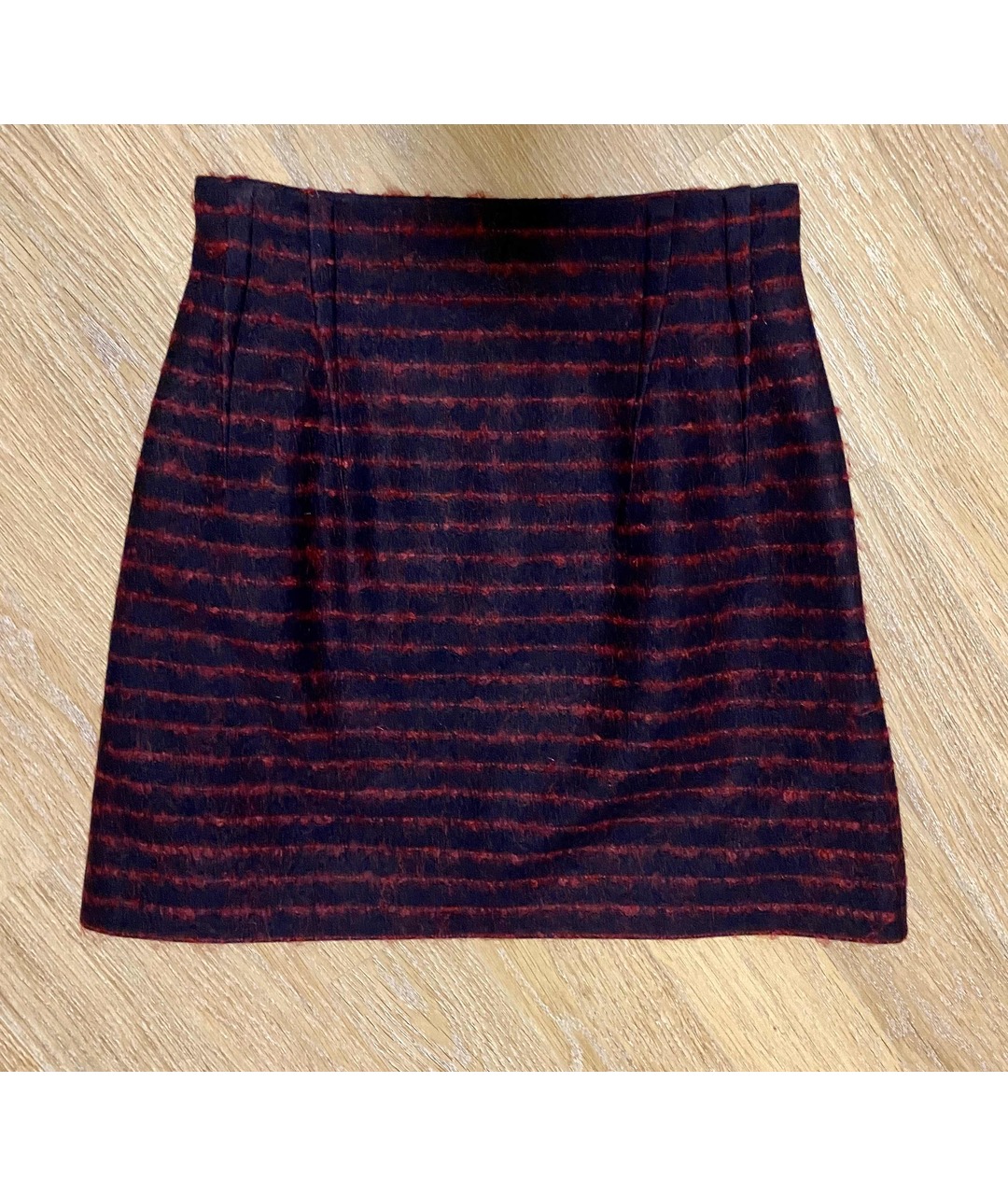 JIL SANDER Бордовая шерстяная юбка мини, фото 7