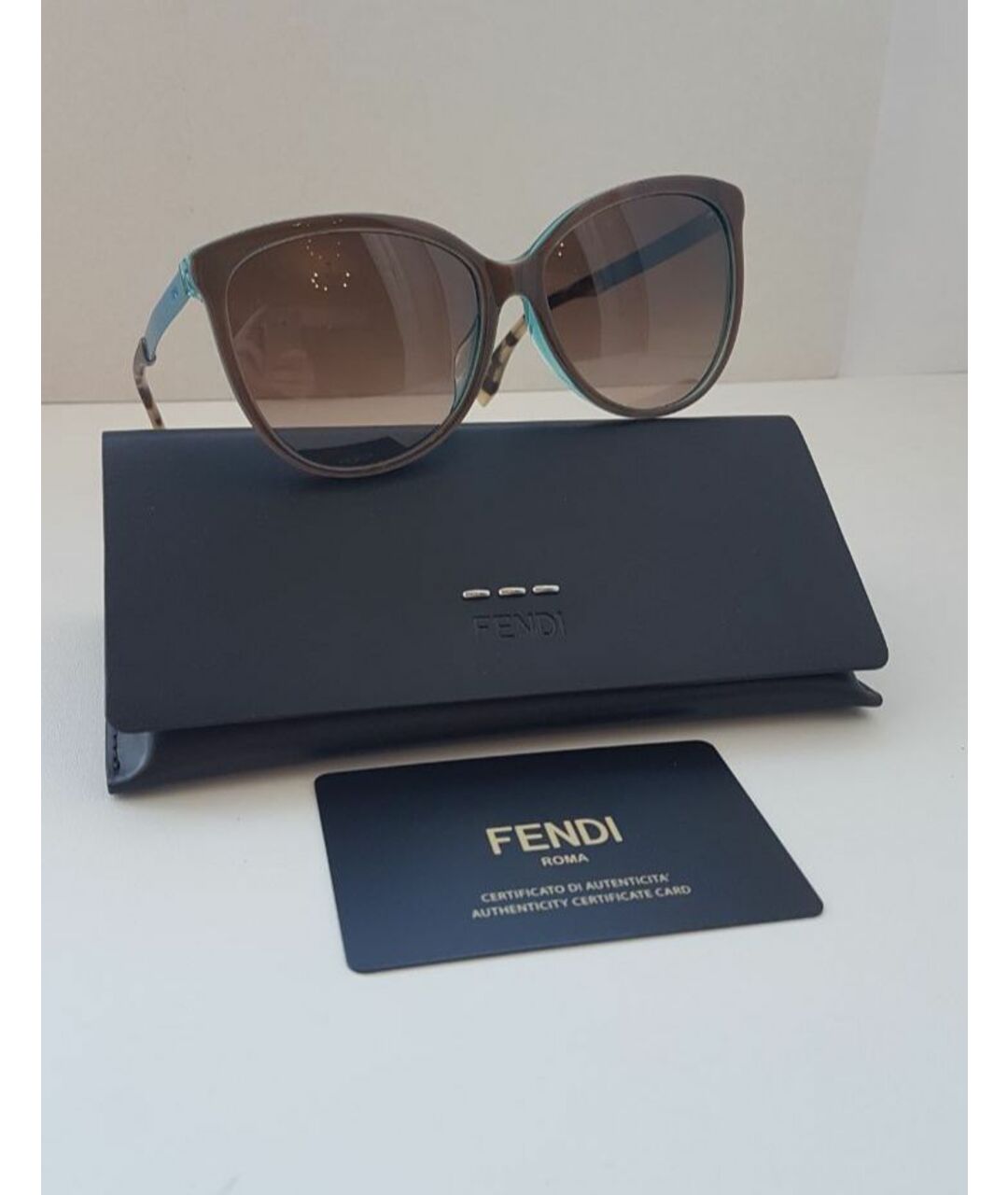 FENDI Голубые металлические солнцезащитные очки, фото 4