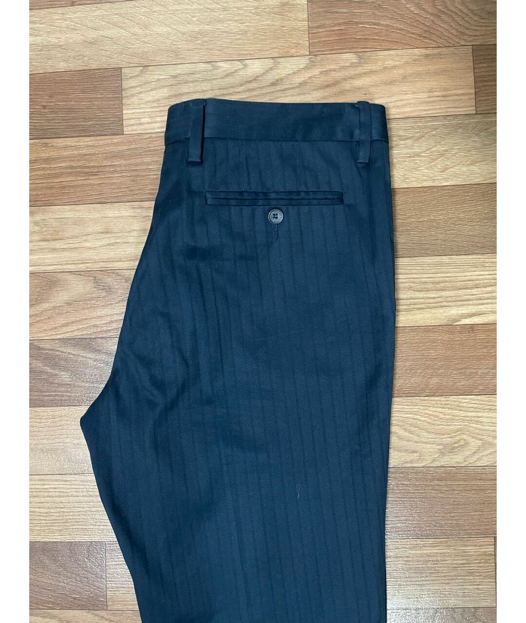 DOLCE&GABBANA Темно-синие хлопко-эластановые классические брюки, фото 6