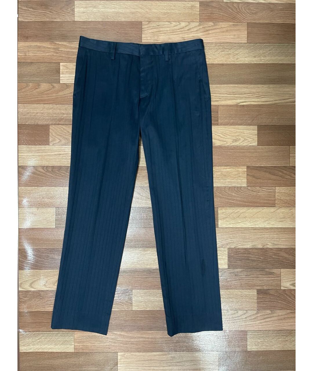 DOLCE&GABBANA Темно-синие хлопко-эластановые классические брюки, фото 8