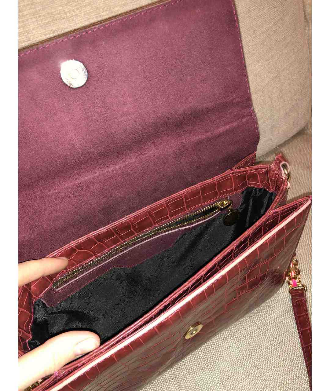 STELLA MCCARTNEY Бордовая кожаная сумка тоут, фото 3