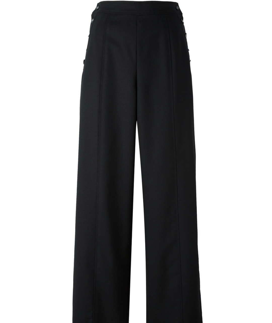 CHANEL PRE-OWNED Черные шерстяные брюки широкие, фото 1
