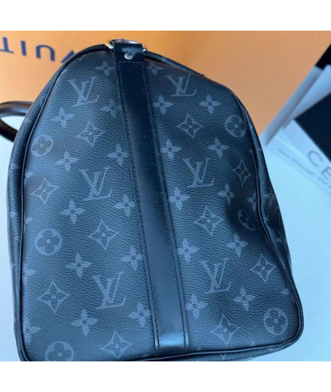 LOUIS VUITTON Черная кожаная сумка тоут, фото 4