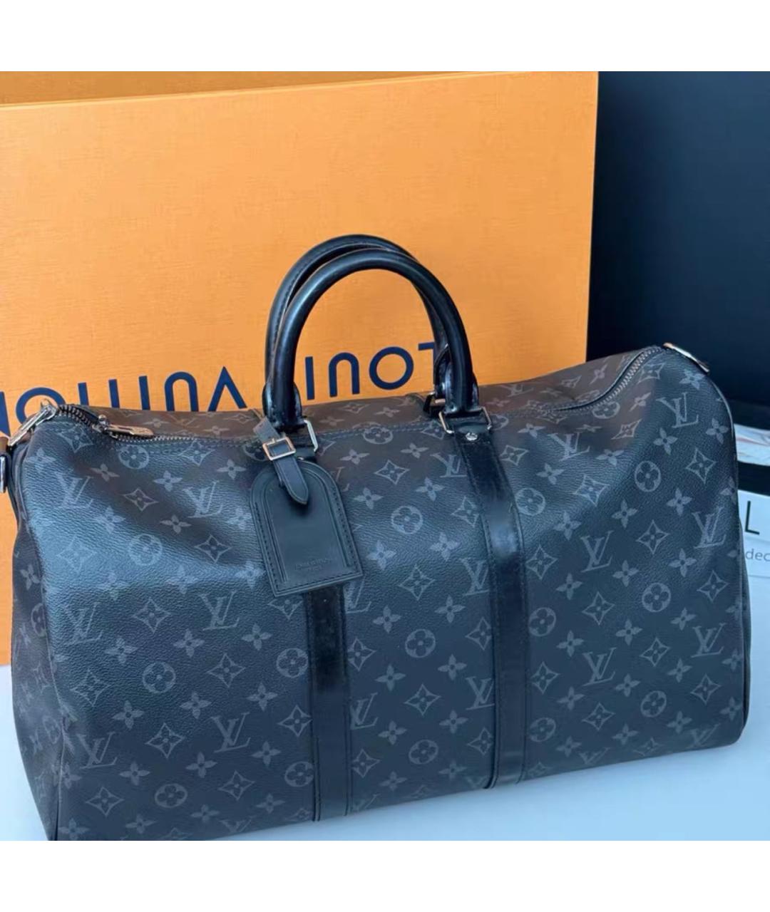 LOUIS VUITTON Черная кожаная сумка тоут, фото 2