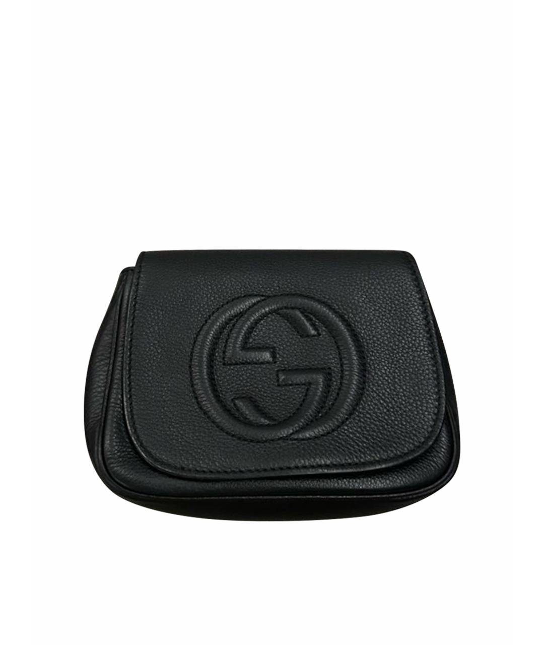 GUCCI Черная кожаная поясная сумка, фото 1
