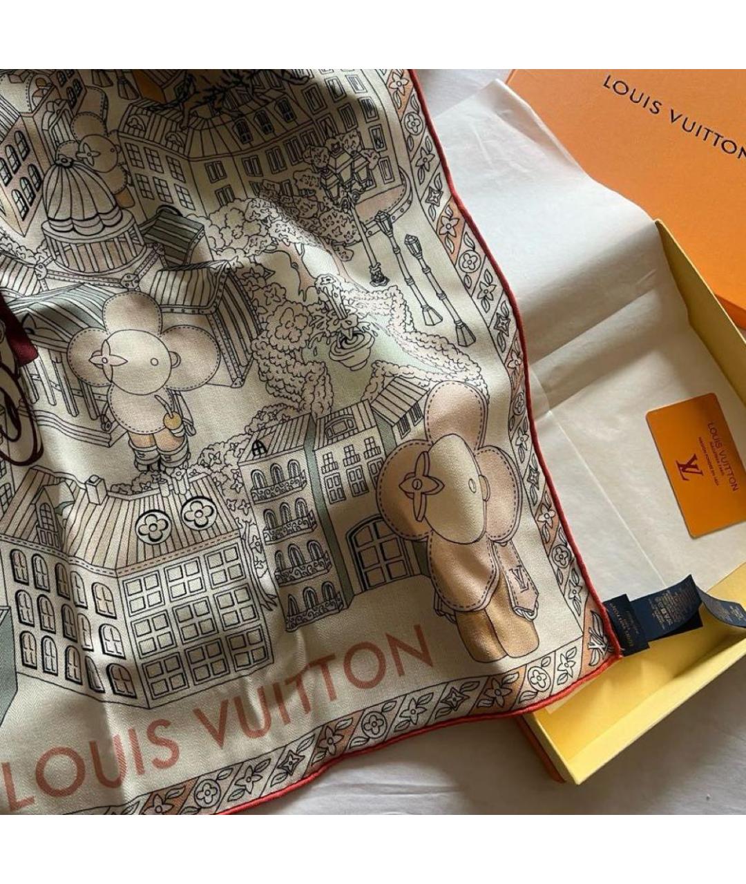 LOUIS VUITTON Бежевый кашемировый шарф, фото 4