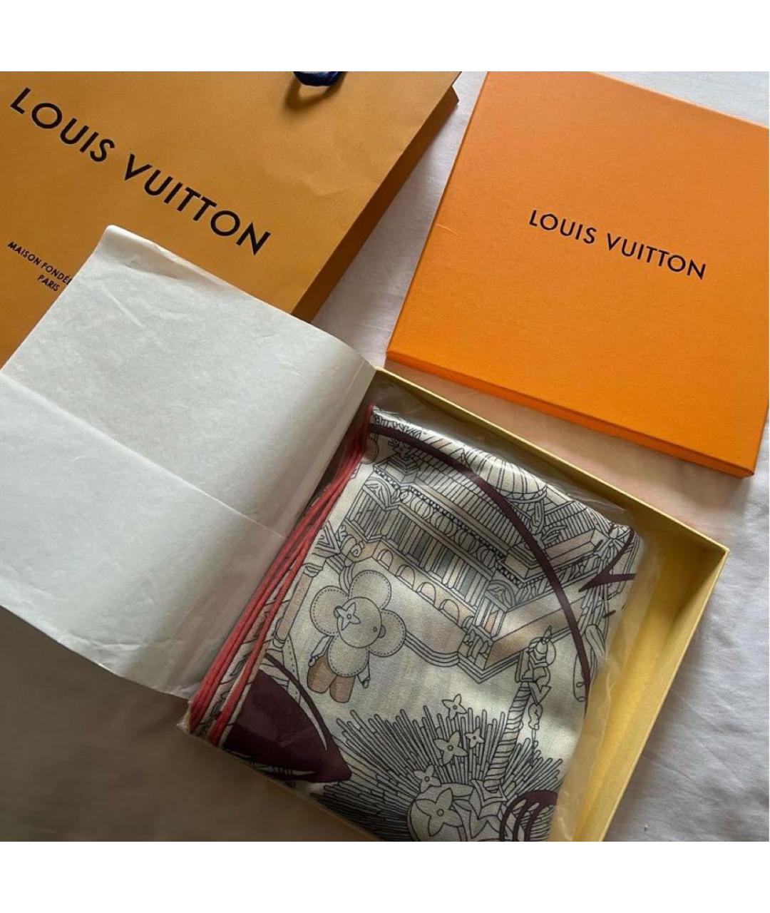 LOUIS VUITTON Бежевый кашемировый шарф, фото 2