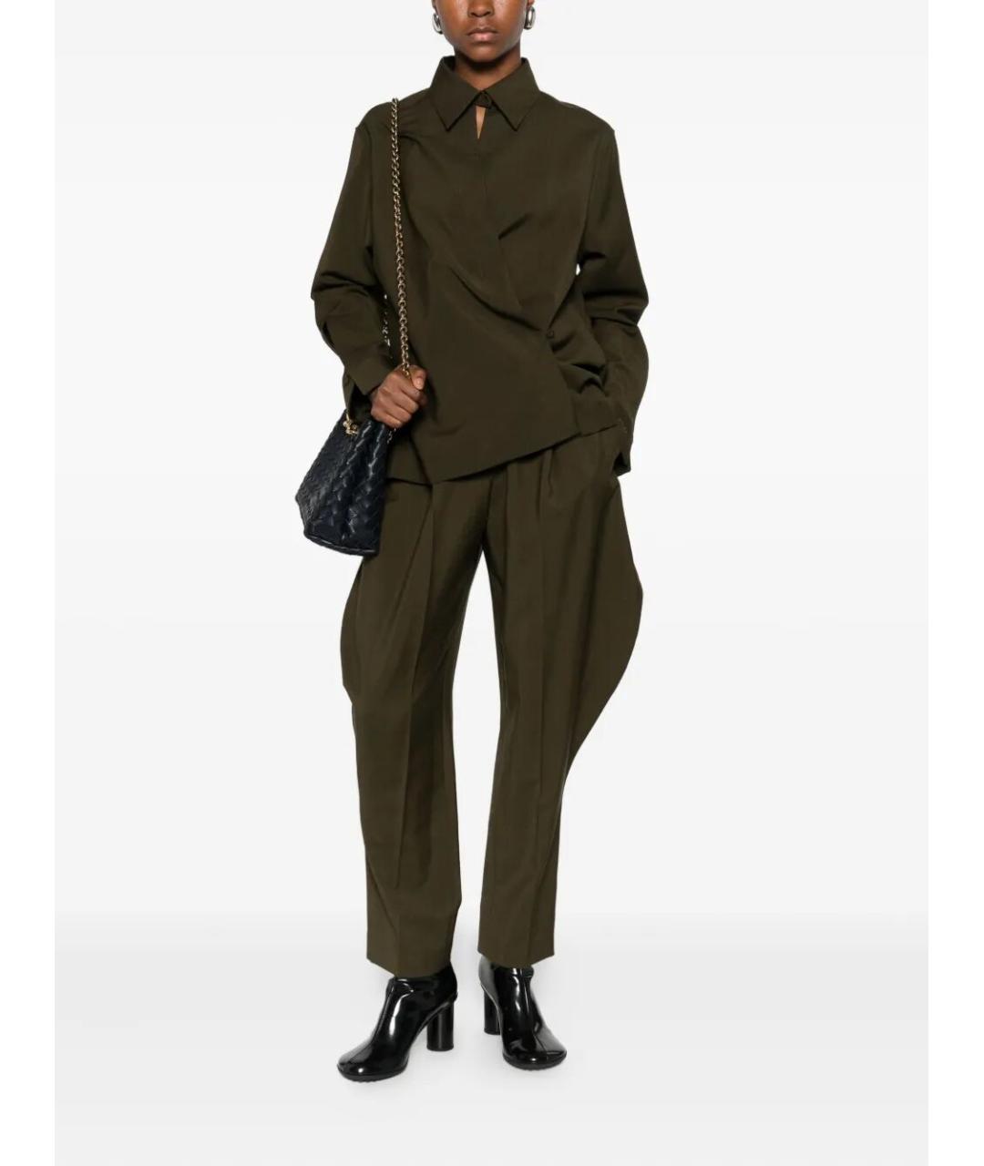 FENDI Зеленые шерстяные брюки широкие, фото 2