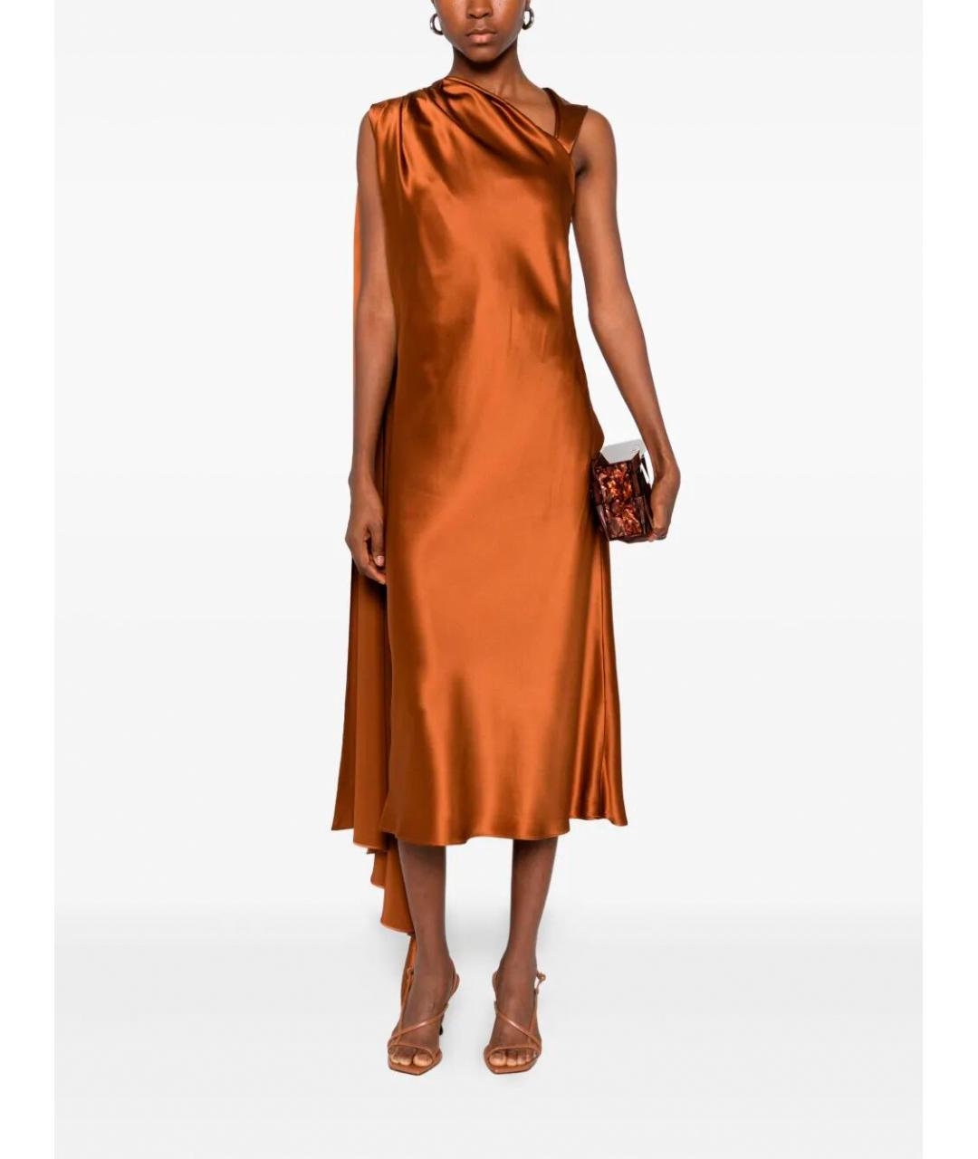 MAX MARA Оранжевое шелковое вечернее платье, фото 2