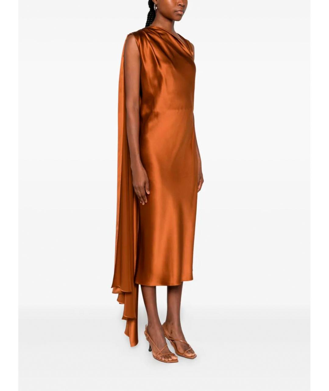 MAX MARA Оранжевое шелковое вечернее платье, фото 4