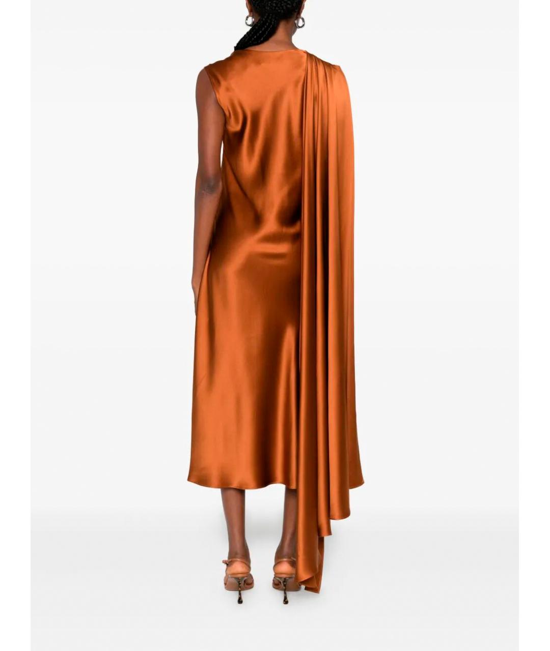 MAX MARA Оранжевое шелковое вечернее платье, фото 3